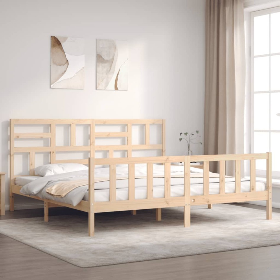 Estructura de cama de matrimonio con cabecero madera