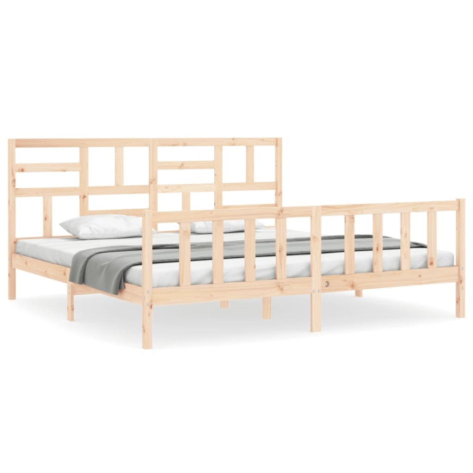 Estructura de cama de matrimonio con cabecero madera
