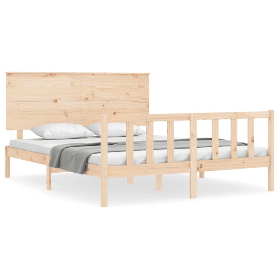 Estructura de cama sin colchón madera maciza de pino 160x200