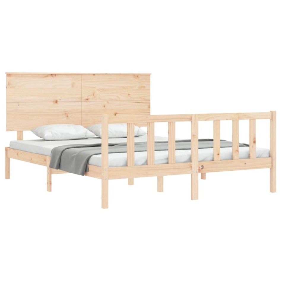 Estructura de cama sin colchón madera maciza de pino 160x200