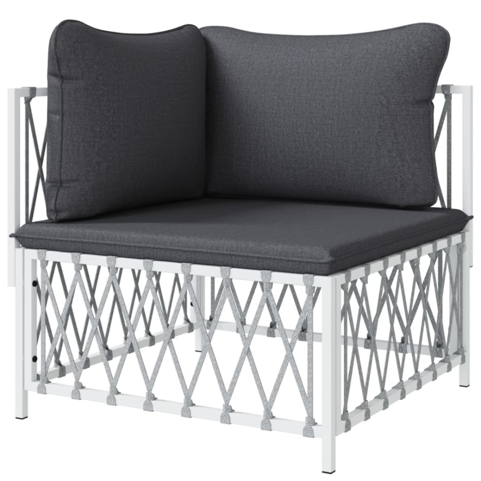 Sofá de esquina de jardín con cojines tela tejida