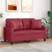 Sofá de 2 plazas con cojines cuero sintético rojo tinto 120 cm