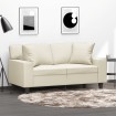 Sofá de 2 plazas con cojines cuero sintético color crema 120 cm