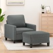 Sillón con taburete tela gris oscuro 60 cm