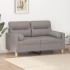 Sofá de 2 plazas con cojines tela gris taupe 120