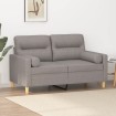Sofá de 2 plazas con cojines tela gris taupe 120 cm