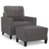 Sillón con taburete cuero sintético gris 60
