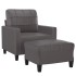 Sillón con taburete cuero sintético gris 60