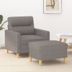 Sillón con taburete tela gris taupe 60 cm