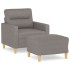 Sillón con taburete tela gris taupe 60