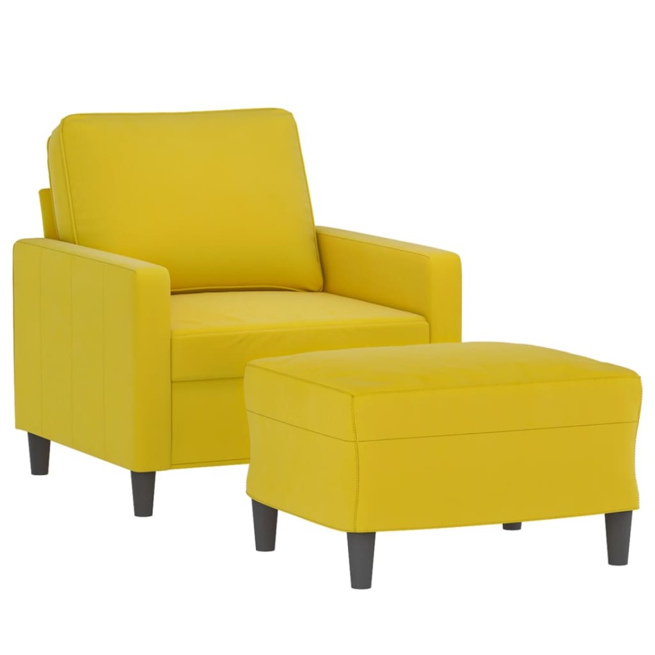 Sillón con taburete terciopelo amarillo 60