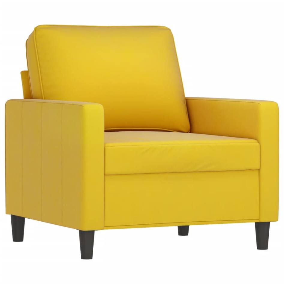 Sillón con taburete terciopelo amarillo 60