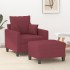 Sillón con taburete tela rojo tinto 60