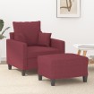 Sillón con taburete tela rojo tinto 60 cm
