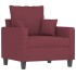 Sillón con taburete tela rojo tinto 60