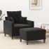 Sillón con taburete terciopelo negro 60
