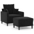 Sillón con taburete terciopelo negro 60