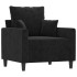 Sillón con taburete terciopelo negro 60