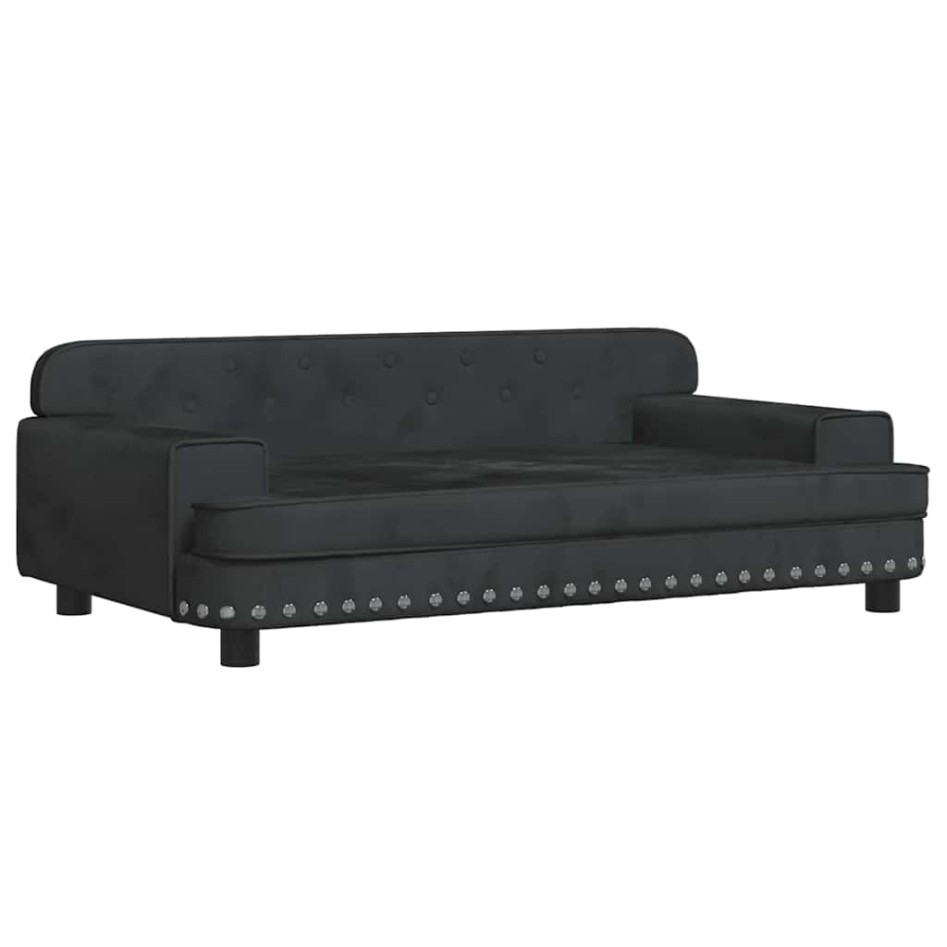 Cama para perros de terciopelo negro 90x53x30
