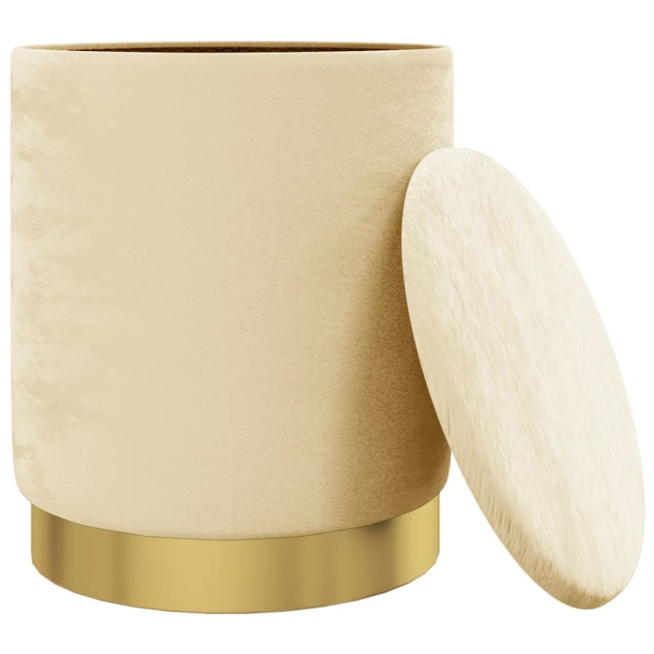 Taburete con almacenaje redondo terciopelo