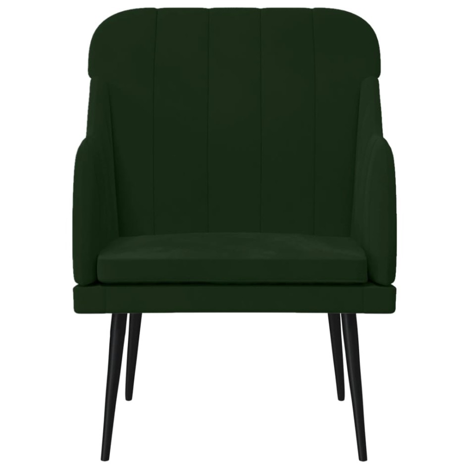 Sillón de terciopelo verde oscuro 63x76x80