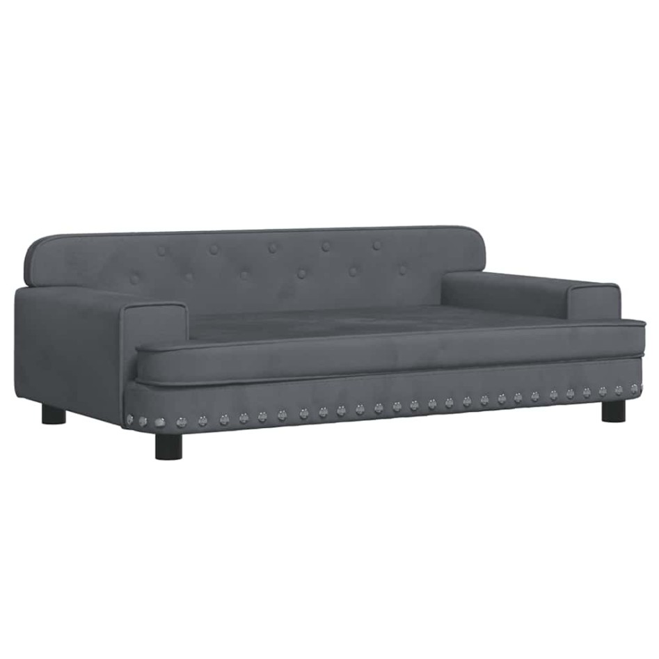 Cama para perros de terciopelo gris oscuro 90x53x30