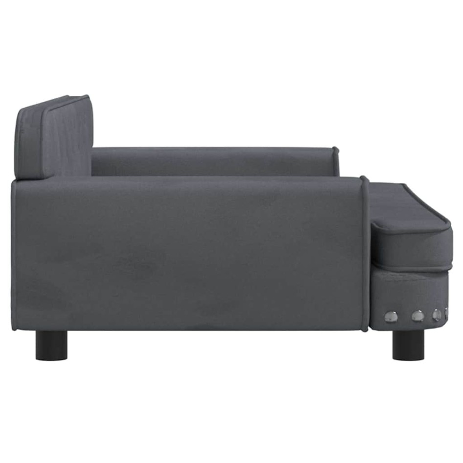 Cama para perros de terciopelo gris oscuro 90x53x30
