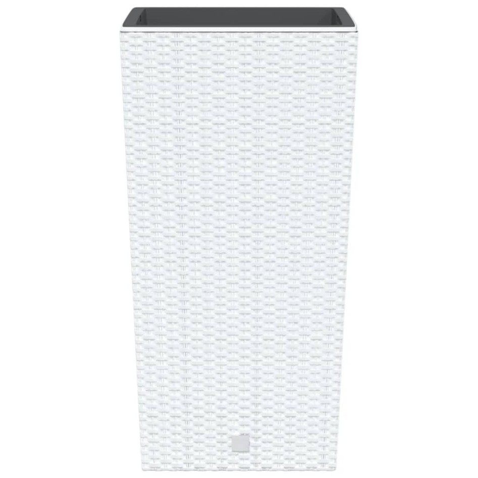 Macetero con interior extraíble PP ratán blanco 21/49