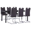 Juego de comedor 7 piezas cuero sintético marrón