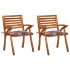 Sillas de comedor jardín con cojines 2 uds madera maciza