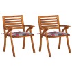 Sillas de comedor jardín con cojines 2 uds madera maciza acacia