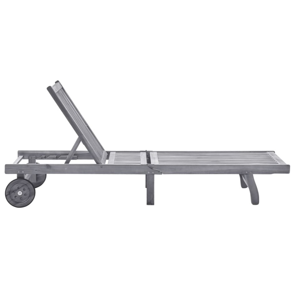 Tumbona de jardín con cojín madera maciza de acacia