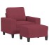 Sillón con taburete tela rojo tinto 60