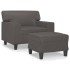 Sillón con taburete cuero sintético gris 60
