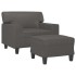 Sillón con taburete cuero sintético gris 60