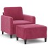 Sillón con taburete terciopelo rojo tinto 60