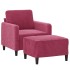 Sillón con taburete terciopelo rojo tinto 60