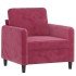 Sillón con taburete terciopelo rojo tinto 60