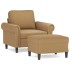 Sillón con taburete terciopelo marrón 60