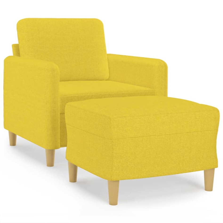 Sillón con taburete tela amarillo claro 60