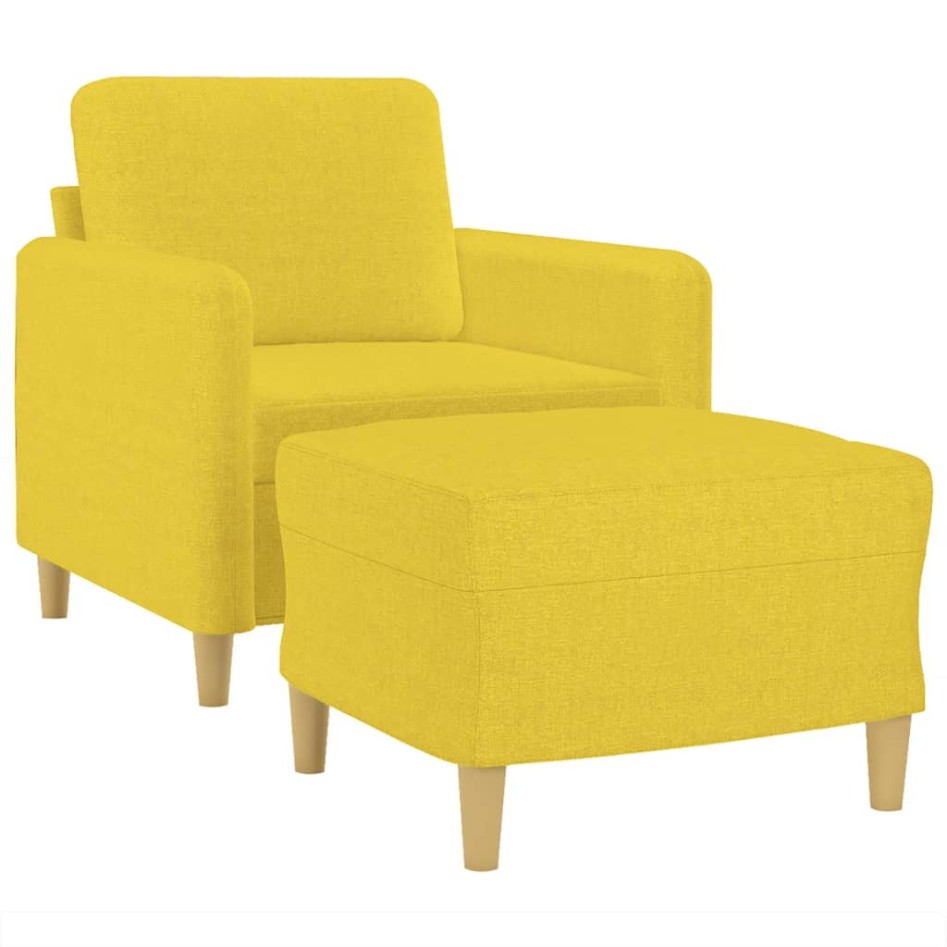 Sillón con taburete tela amarillo claro 60