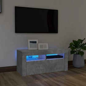 Mueble de TV con luces LED gris hormigón 90x35x40