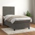Cama box spring con colchón terciopelo gris oscuro 80x200