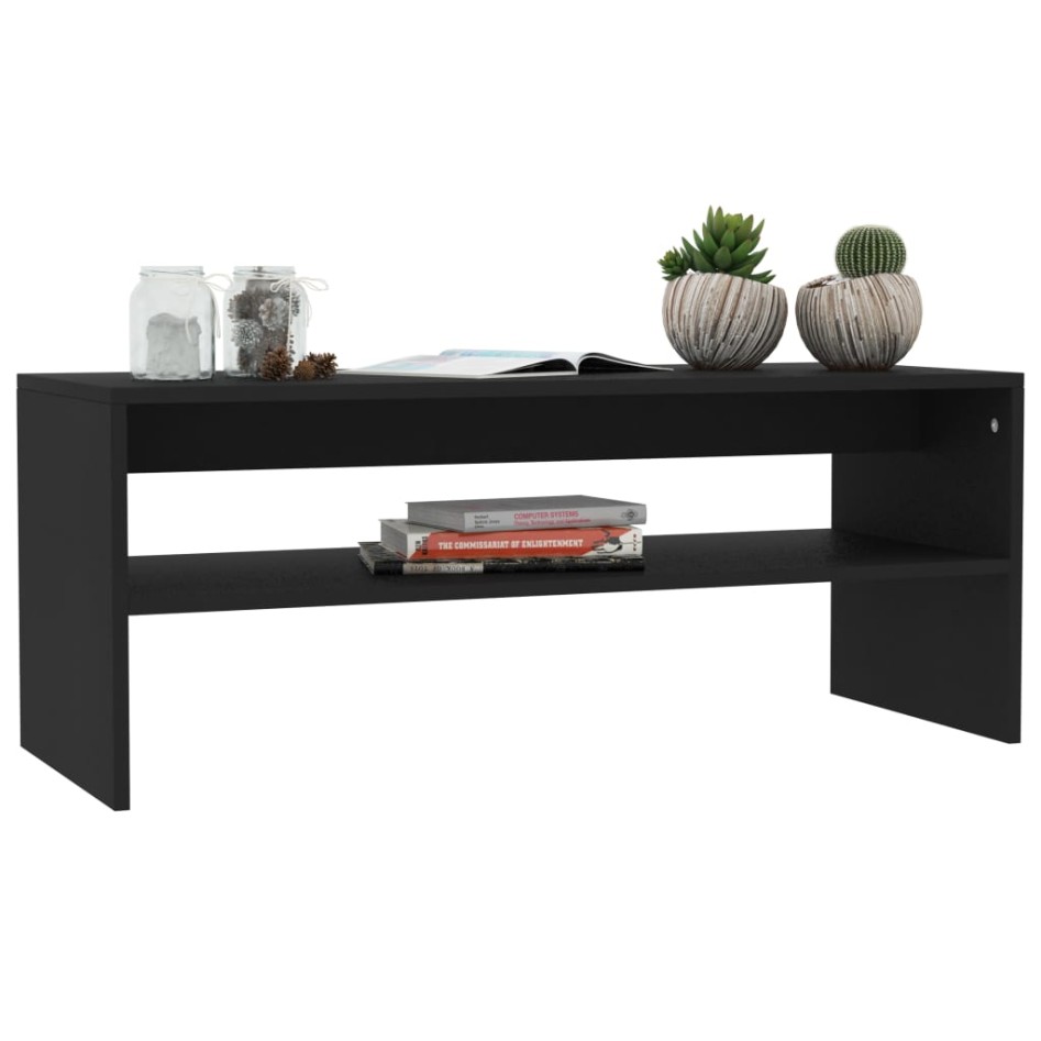 Mesa de centro de madera contrachapada negro 100x40x40