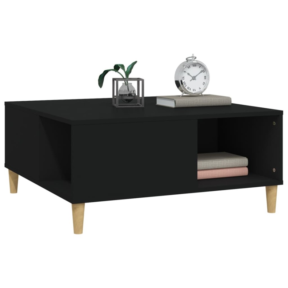 Mesa de centro madera contrachapada negro 80x80x36,5