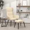 Sillón de relax con reposapiés de tela color crema