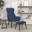 Sillón de relax con reposapiés de tela azul