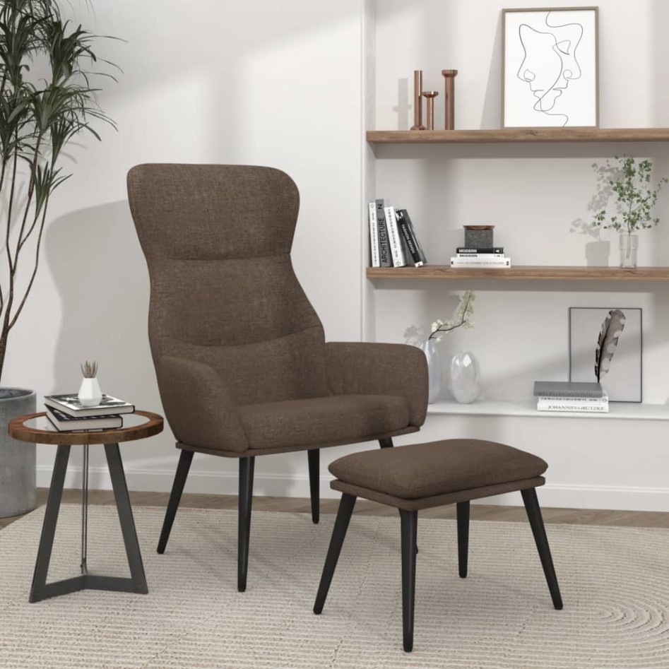 Sillón de relax con reposapiés tela gris