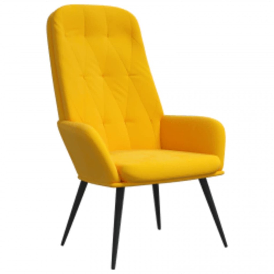 Sillón de relax con taburete terciopelo amarillo