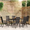 Juego de comedor para jardín 7 piezas negro